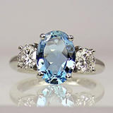 Anel Vintage de Cristal Azul Claro